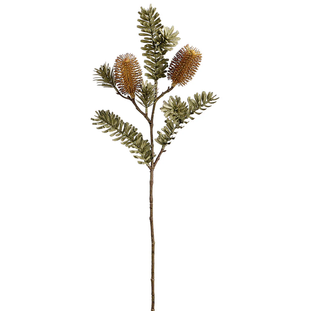 26" Artificial Banksia Protea Flower Stem -Beige/Green (Pack of 12)