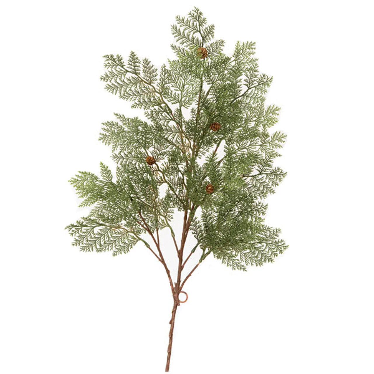 26" Artificial Cedar & Pinecone Branch Stem -Green