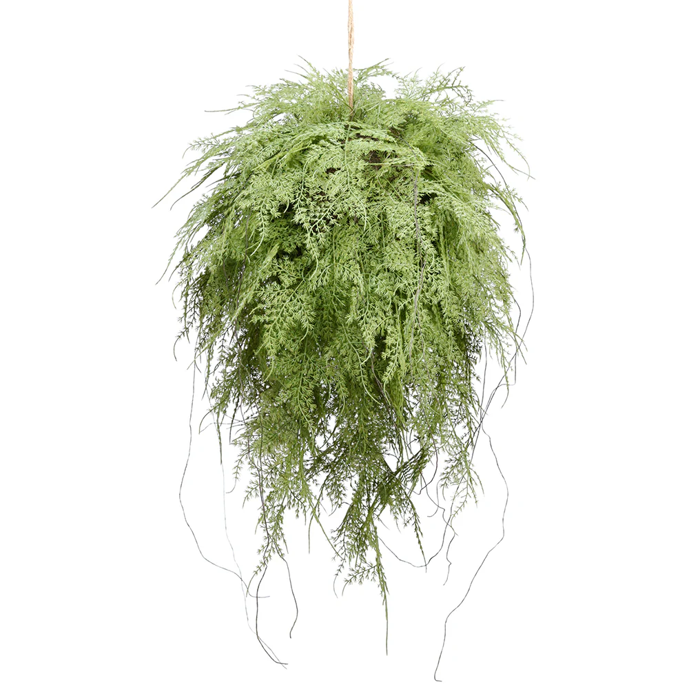 26" Artificial Hanging Ball-Shaped Fern Topiary -Green (Pack of 2)