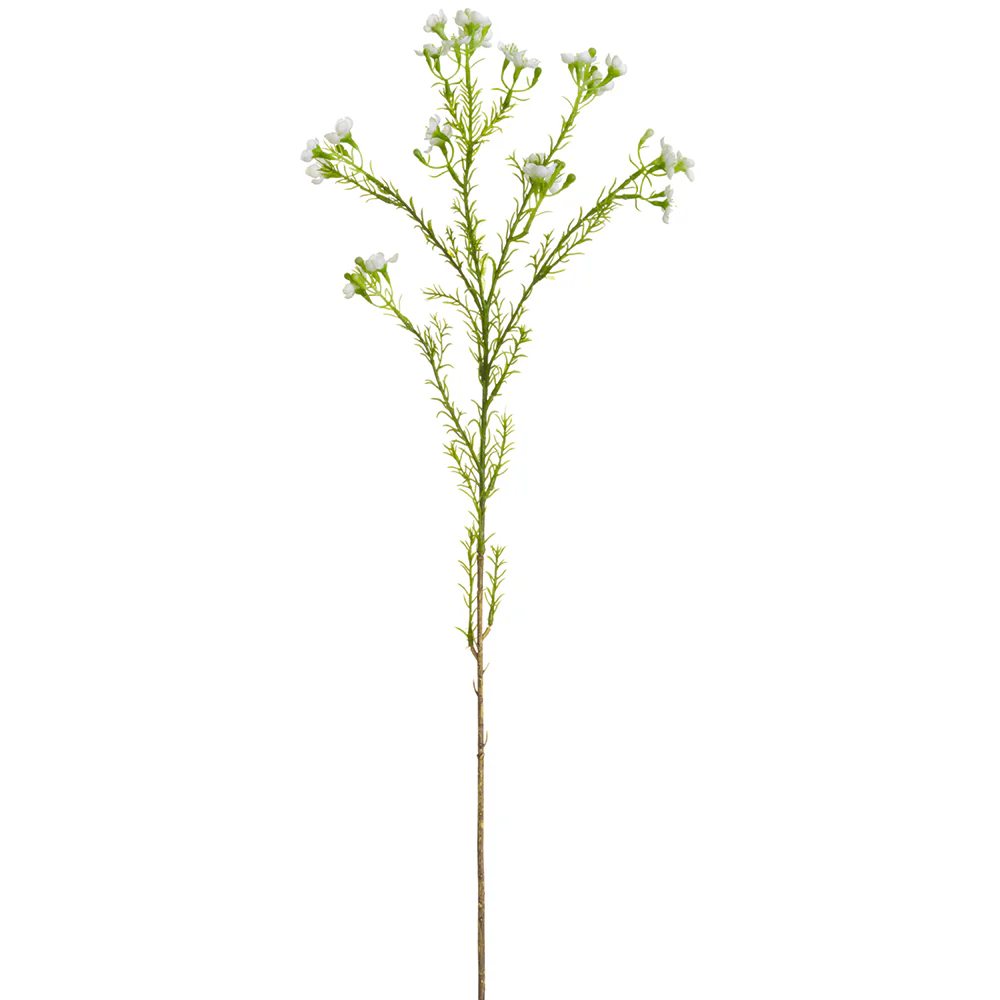 26" Artificial Waxflower Stem -White (Pack of 12)
