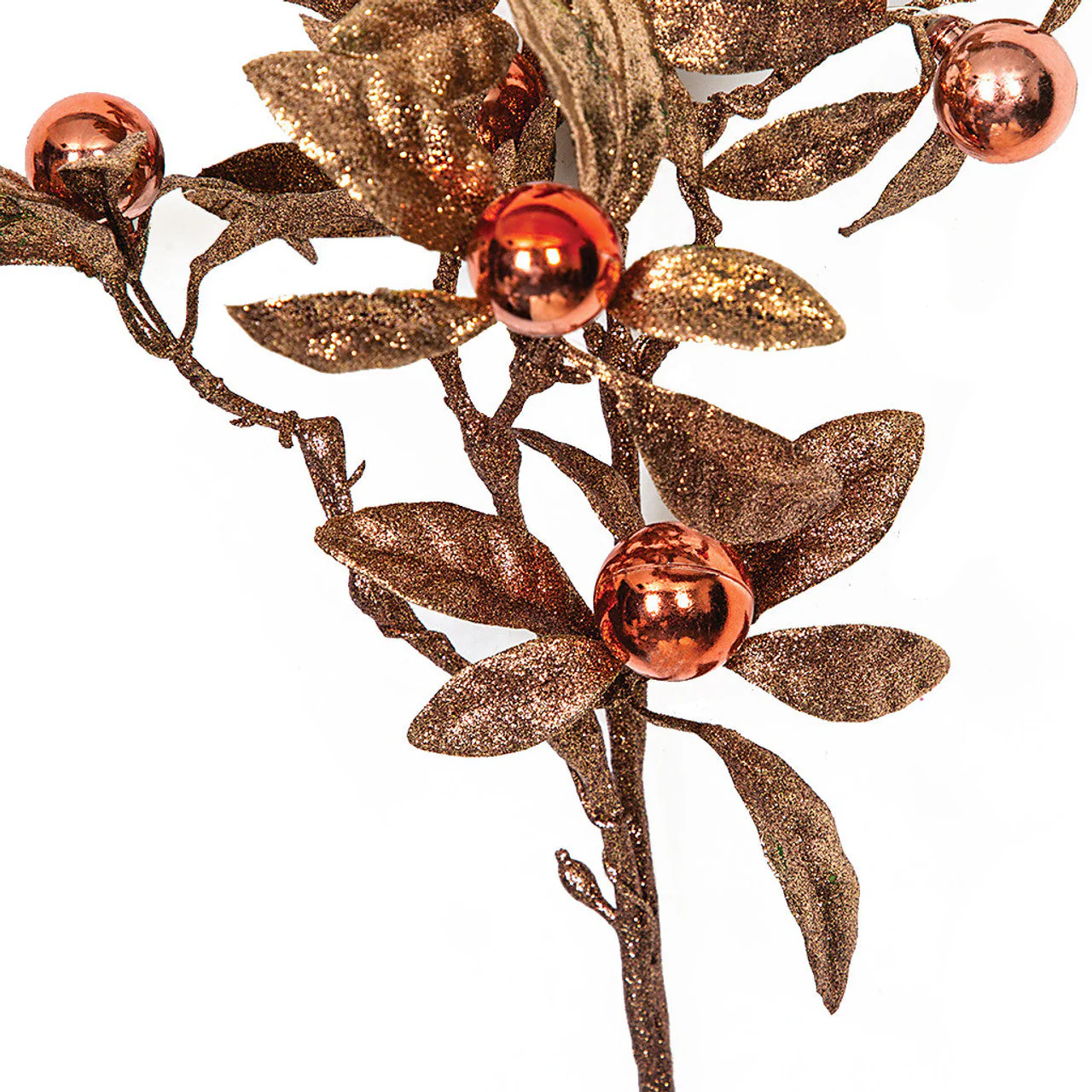 26" Glittered Artificial Ball Leaf Stem -Copper/Brown (Pack of 12) - Image 2