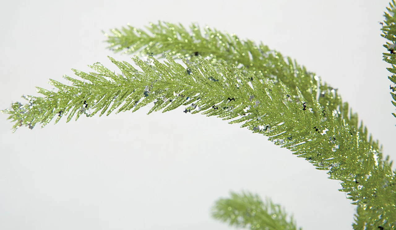 26" Glittered Artificial Tudor Pine Stem -Light Green (Pack of 24) - Image 2