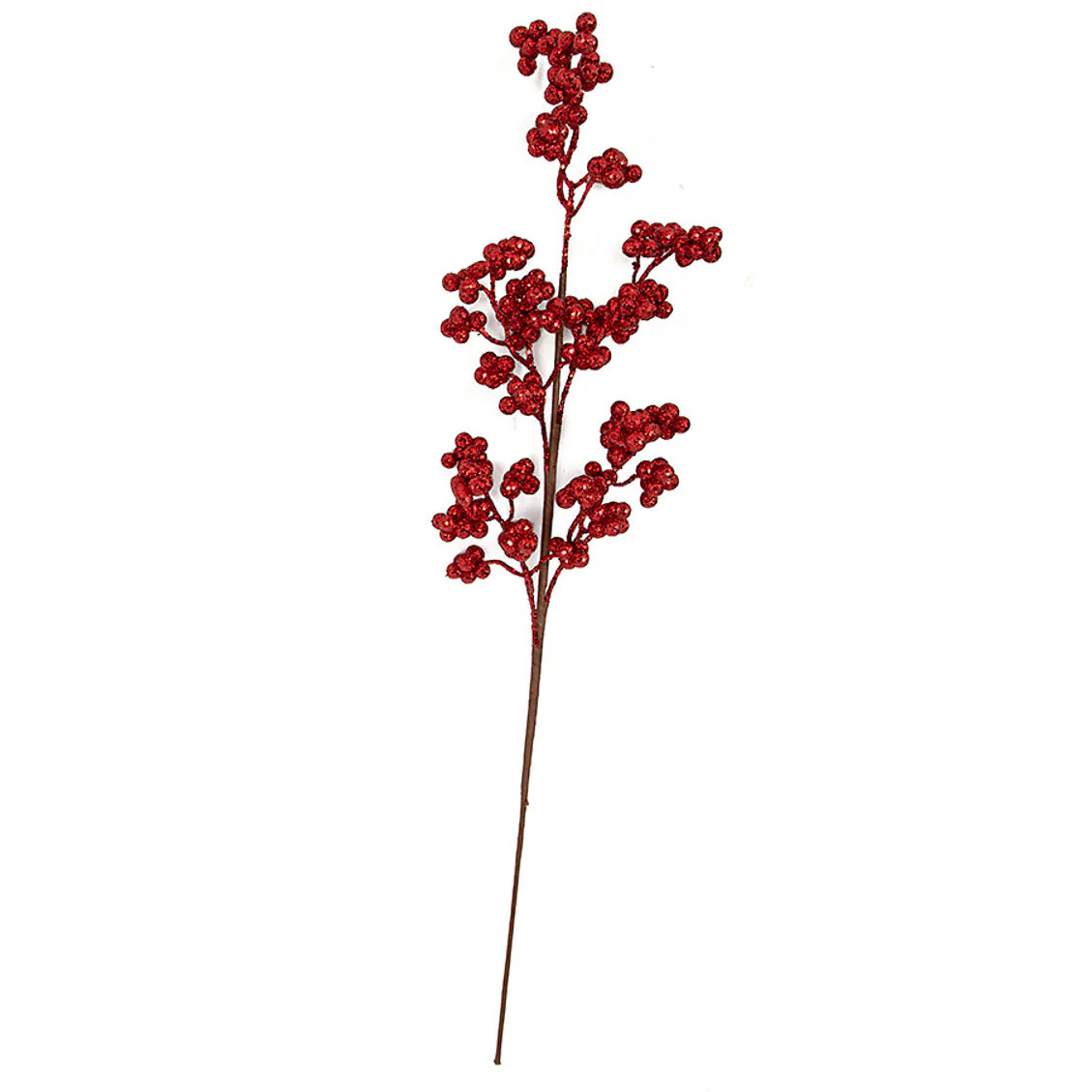 26" Glittered Styrofoam Berry Artificial Stem -Red (Pack of 12)