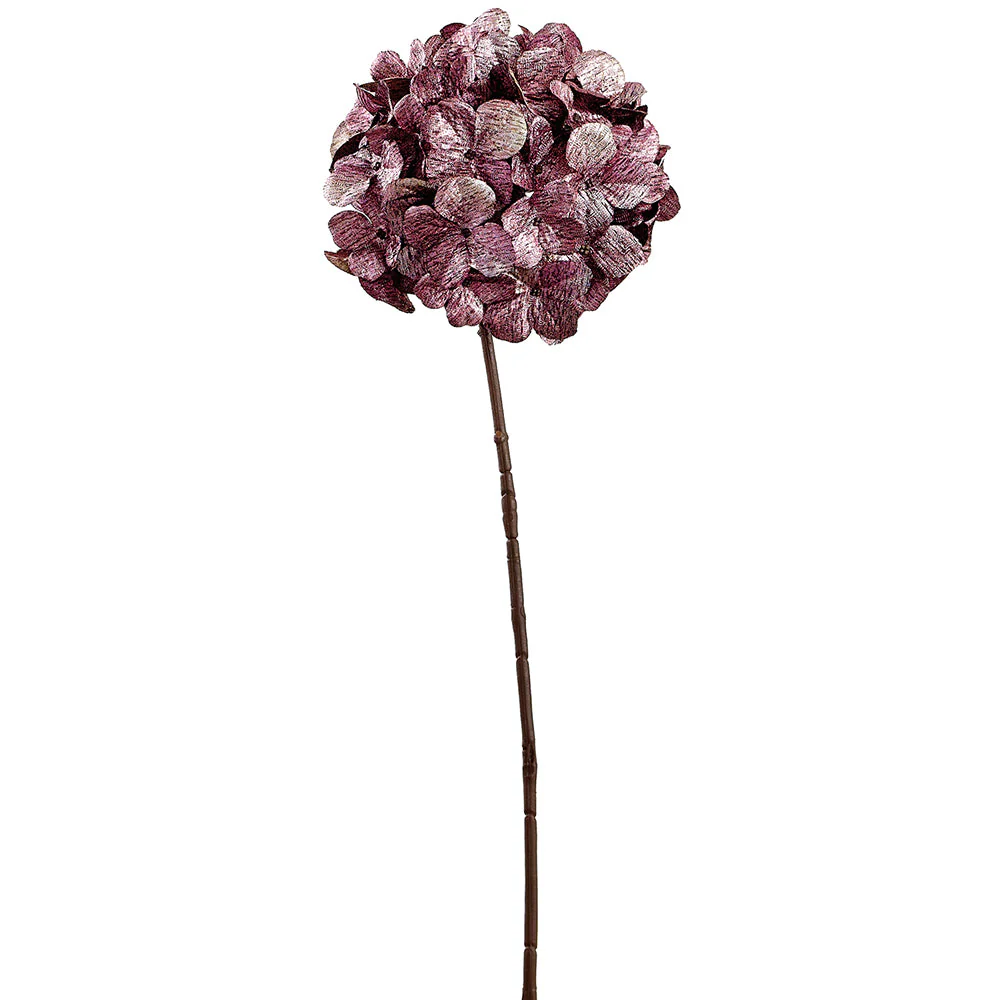 26" Metallic Artificial Hydrangea Flower Stem -Fuchsia (Pack of 12)