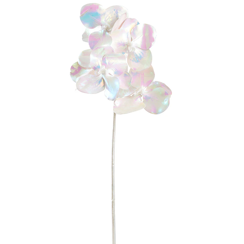26" Metallic Artificial Vanda Orchid Flower Stem -Pearl (Pack of 6)