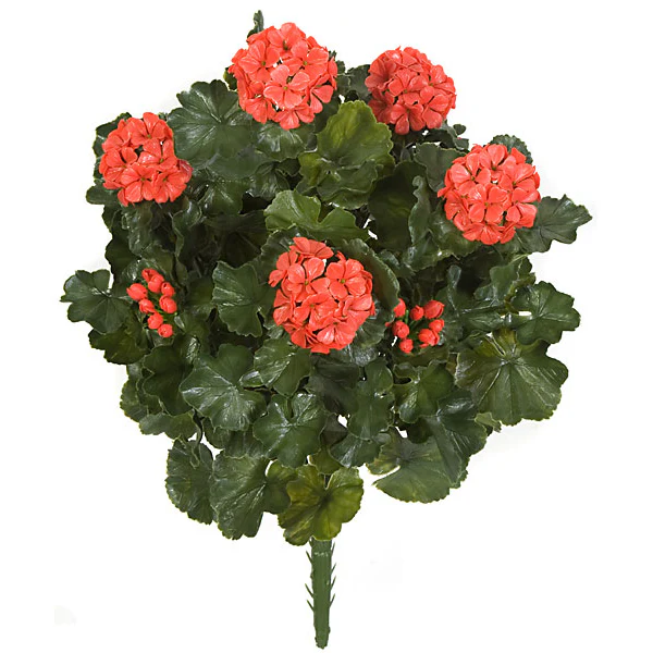 26" Outdoor UV-Proof Artificial Geranium Flower Bush -Red (Pack of 4)
