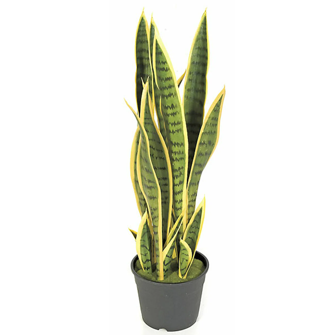26" Outdoor UV-Resistant Artificial Sansevieria Snake Plant w/Pot -Green/Yellow (Pack of 2)
