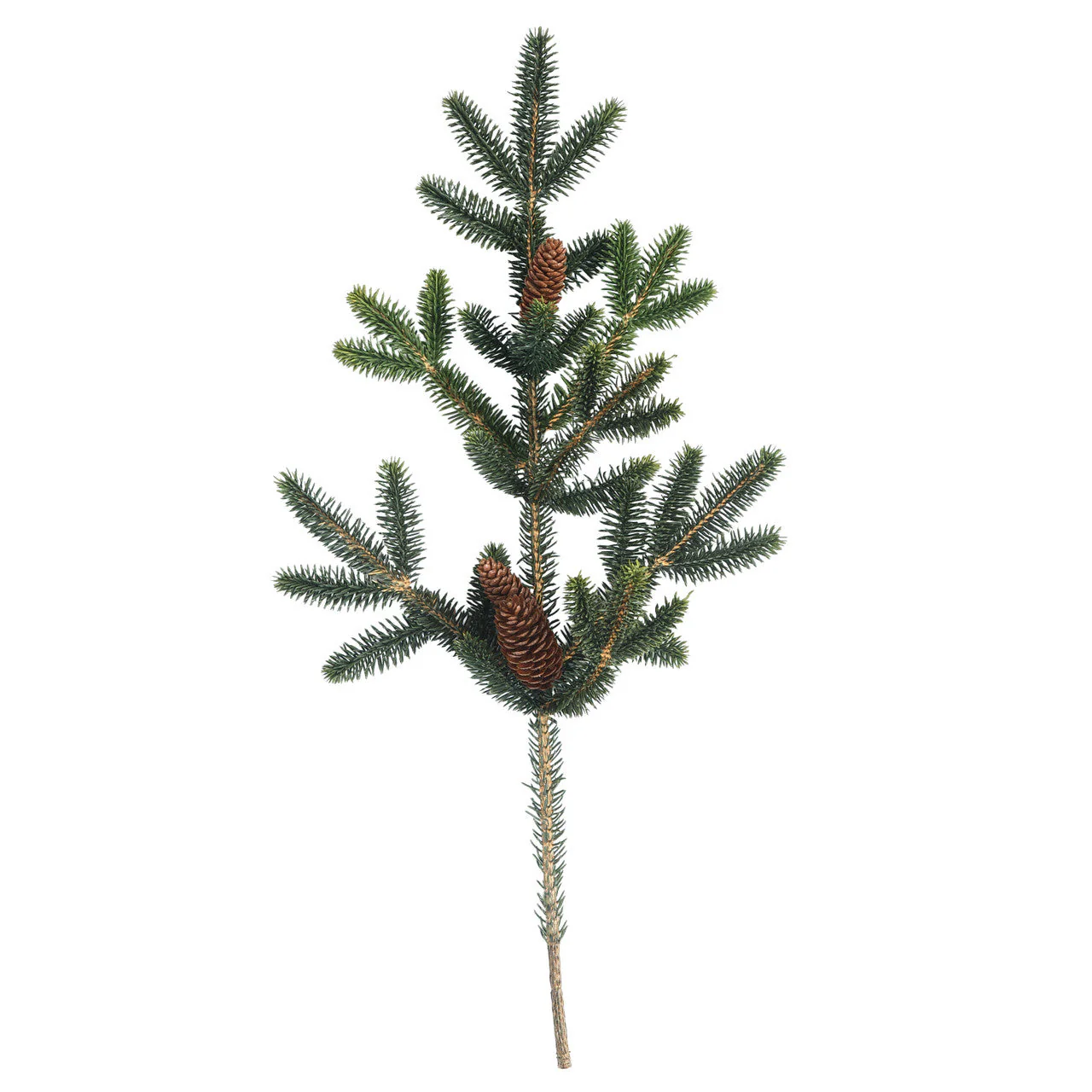 26" PE Spruce & Pinecone Artificial Stem -Green/Brown (Pack of 12)