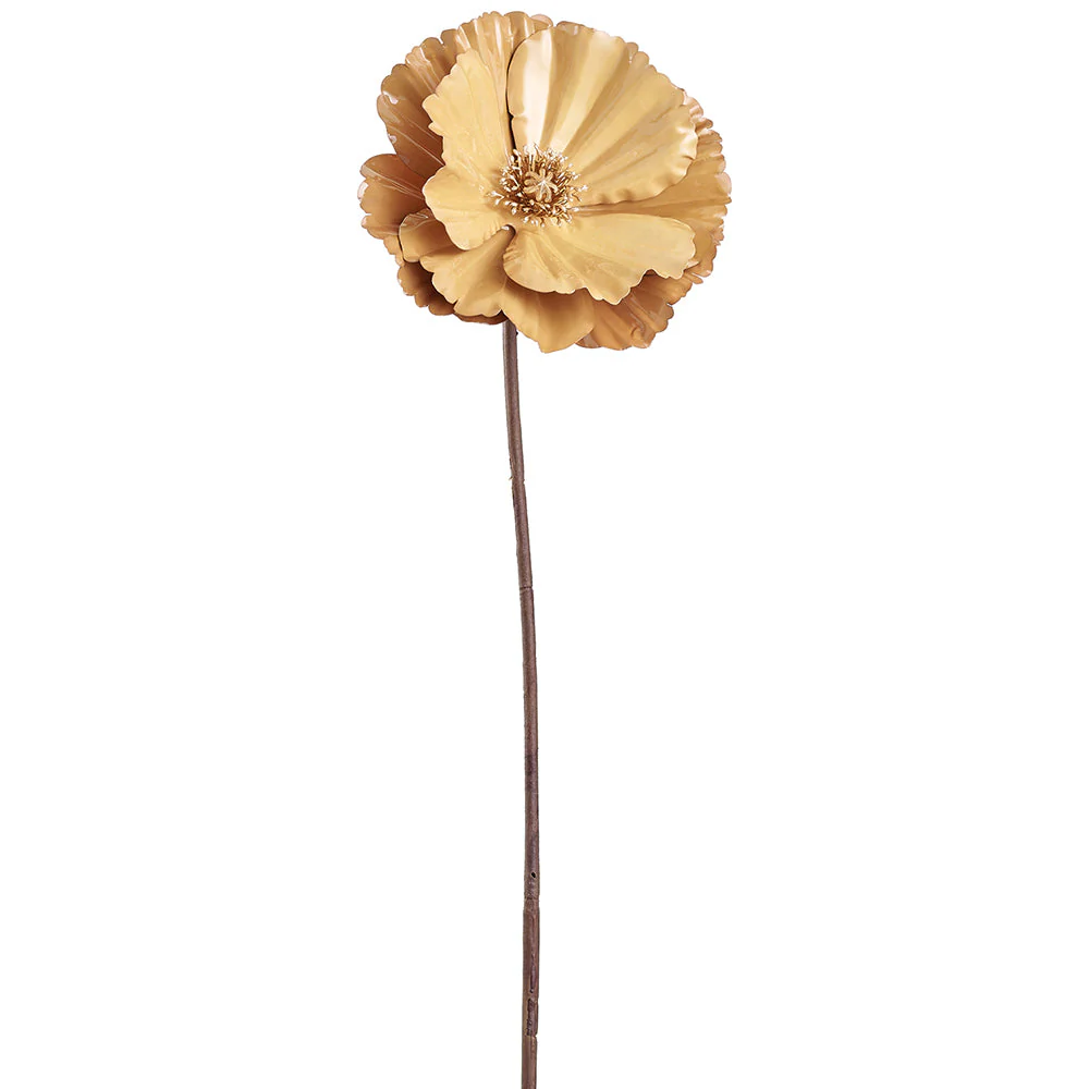 26" Porcelain Look Artificial Poppy Flower Stem -Gold (Pack of 12)