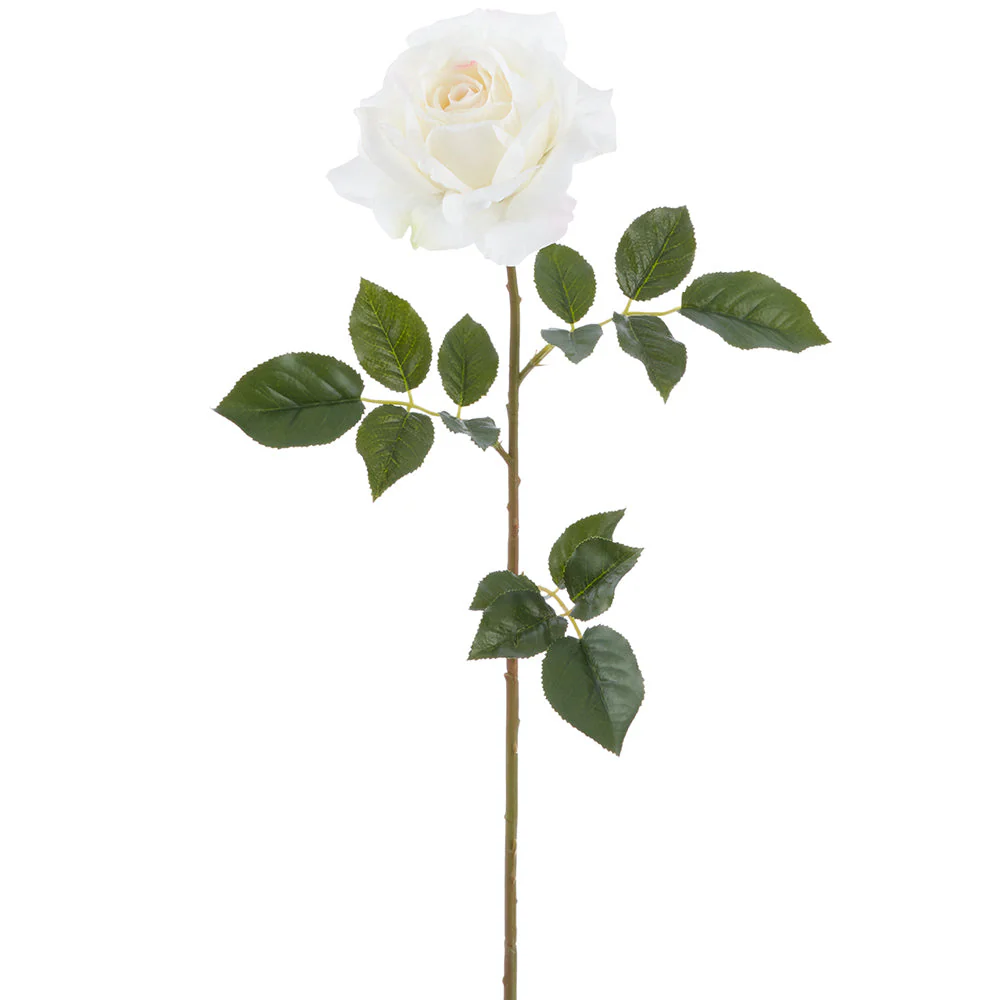 26" Real Touch Rose Silk Flower Stem -White (Pack of 12)