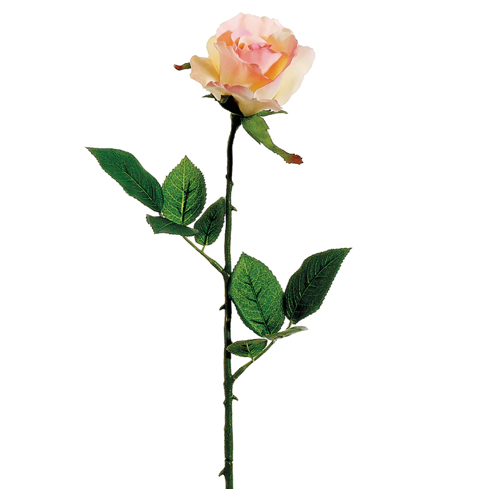 26" Silk Half Open Rose Flower Spray -Pink (Pack of 24)