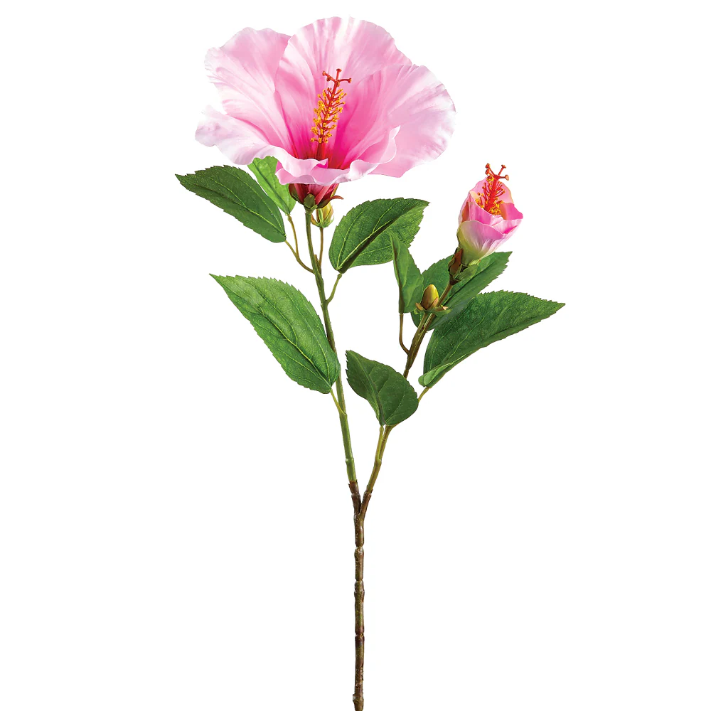 26" Silk Hibiscus Flower Spray -Pink (Pack of 12)