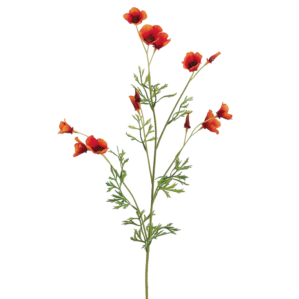 26" Silk Mini California Poppy Flower Spray -Orange (Pack of 12)