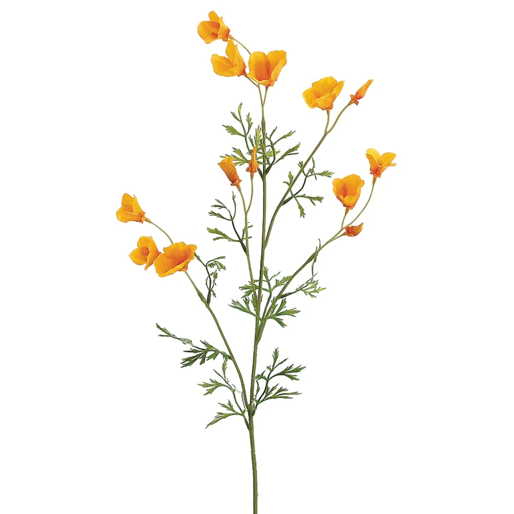 26" Silk Mini California Poppy Flower Spray -Yellow (Pack of 12)