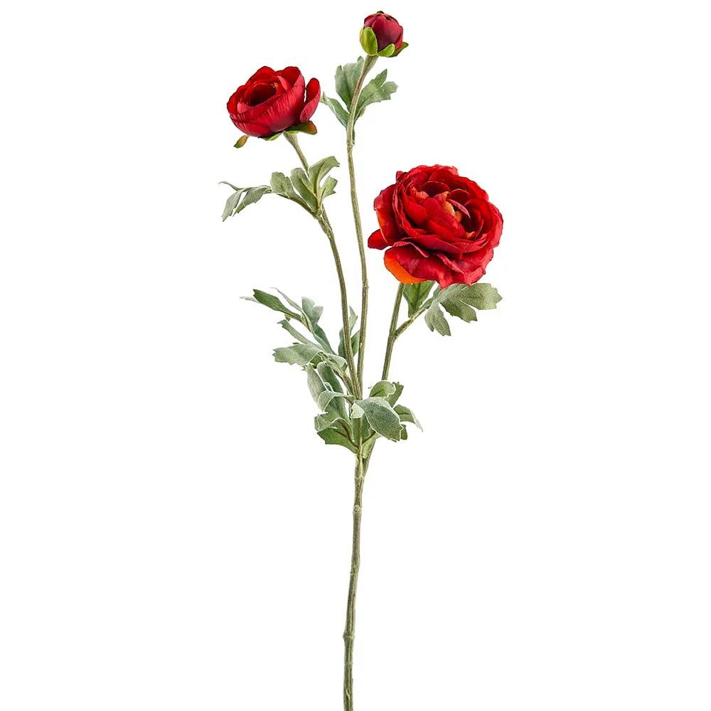 26" Silk Ranunculus Flower Stem -Flame (Pack of 12)