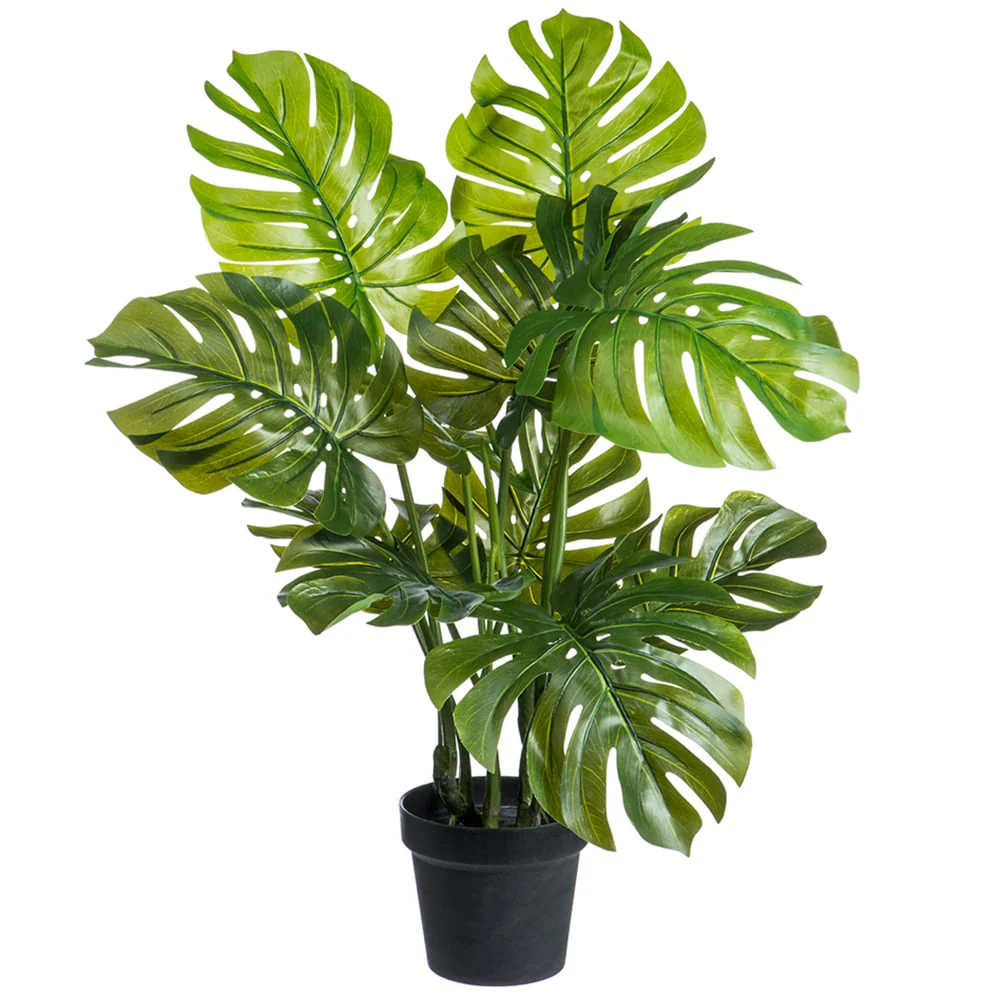 26" Silk Split Philodendron Monstera Leaf Plant w/Plastic Pot -Green (Pack of 2)