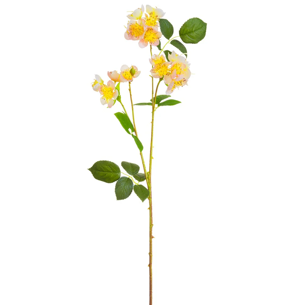 26" Silk Wild Rose Flower Stem -Soft Pink (Pack of 12)
