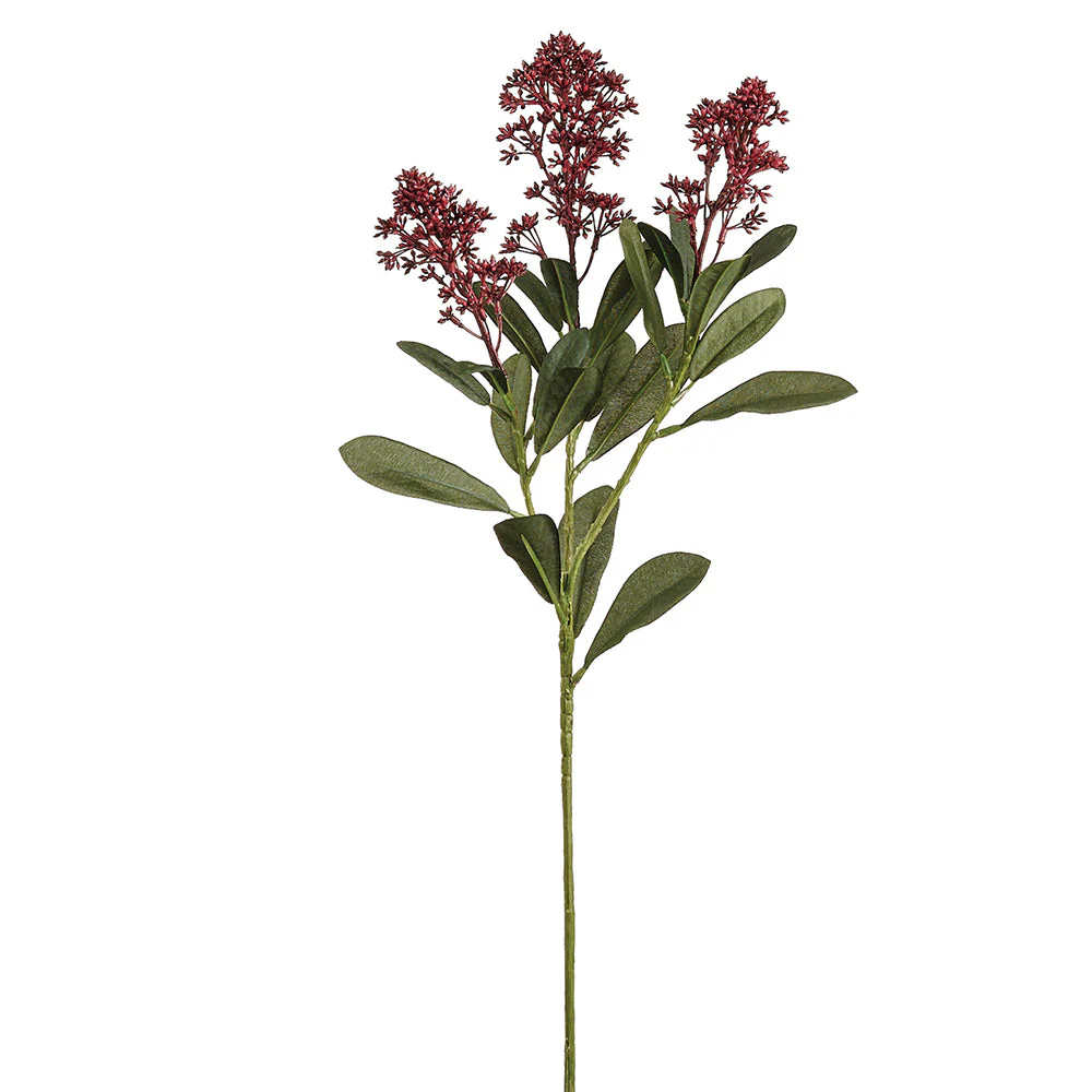 26" Skimmia Artificial Flower Stem -Burgundy (Pack of 12)