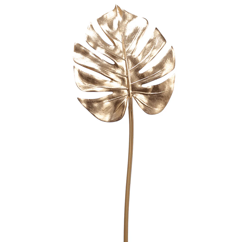 26" Split Philodendron Monstera Leaf Artificial Stem -Gold (Pack of 12)