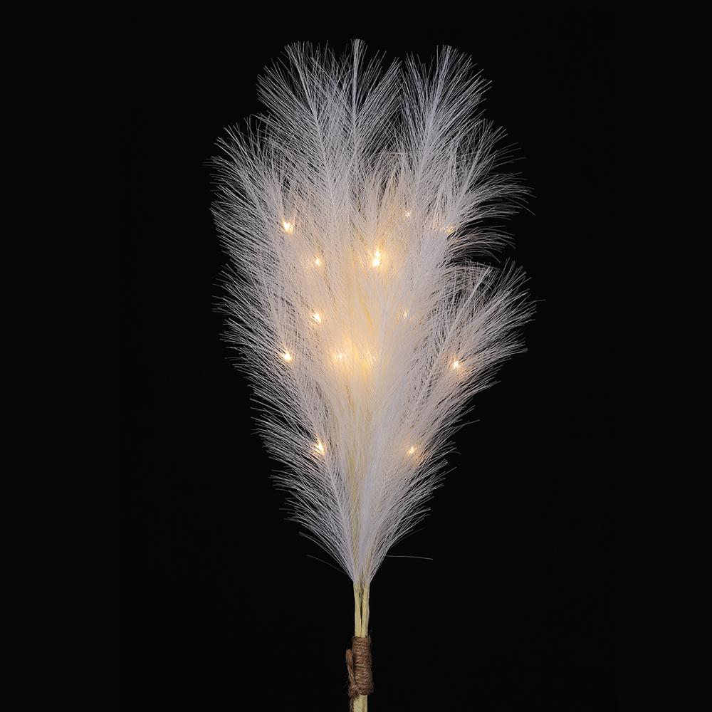 27.5" Artificial Pampas Grass Stem Bundle, Battery LED Pre-Lit -Cream (Pack of 12) - Image 2