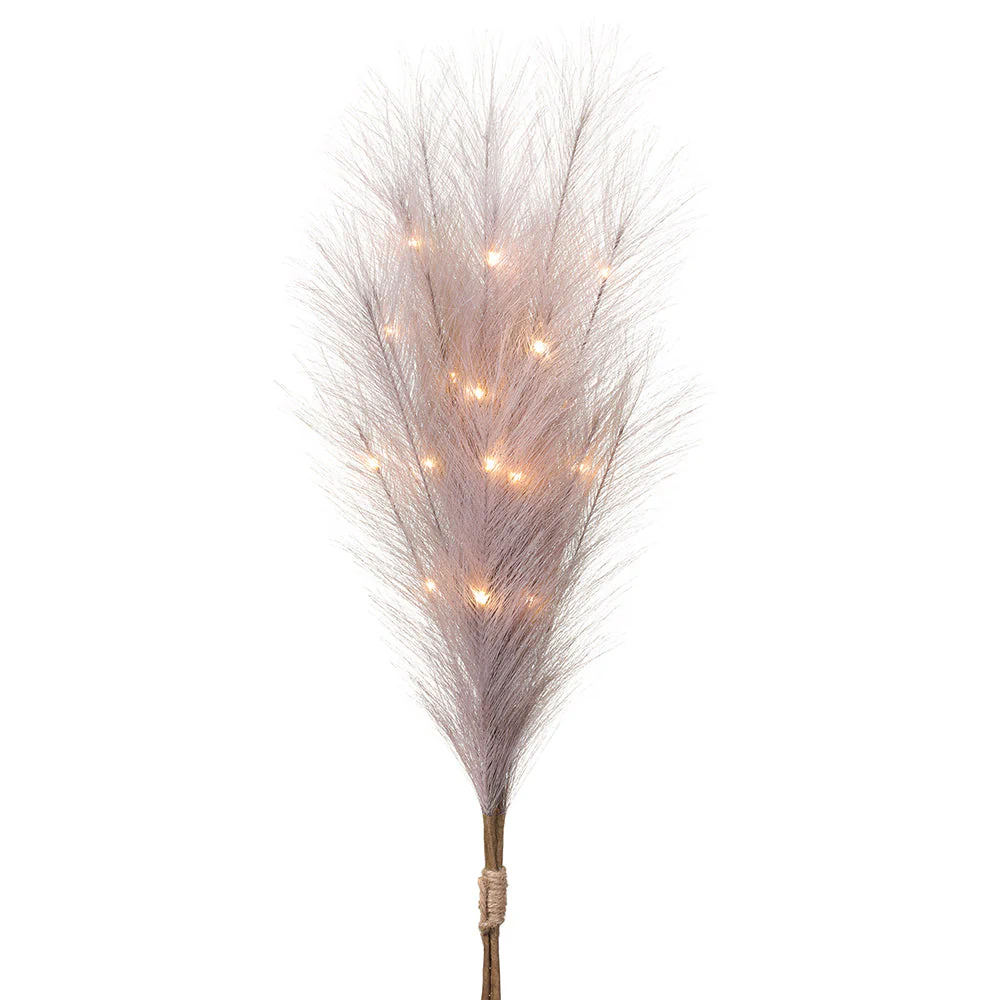 27.5" Artificial Pampas Grass Stem Bundle, Battery LED Pre-Lit -Gray/Taupe (Pack of 12)