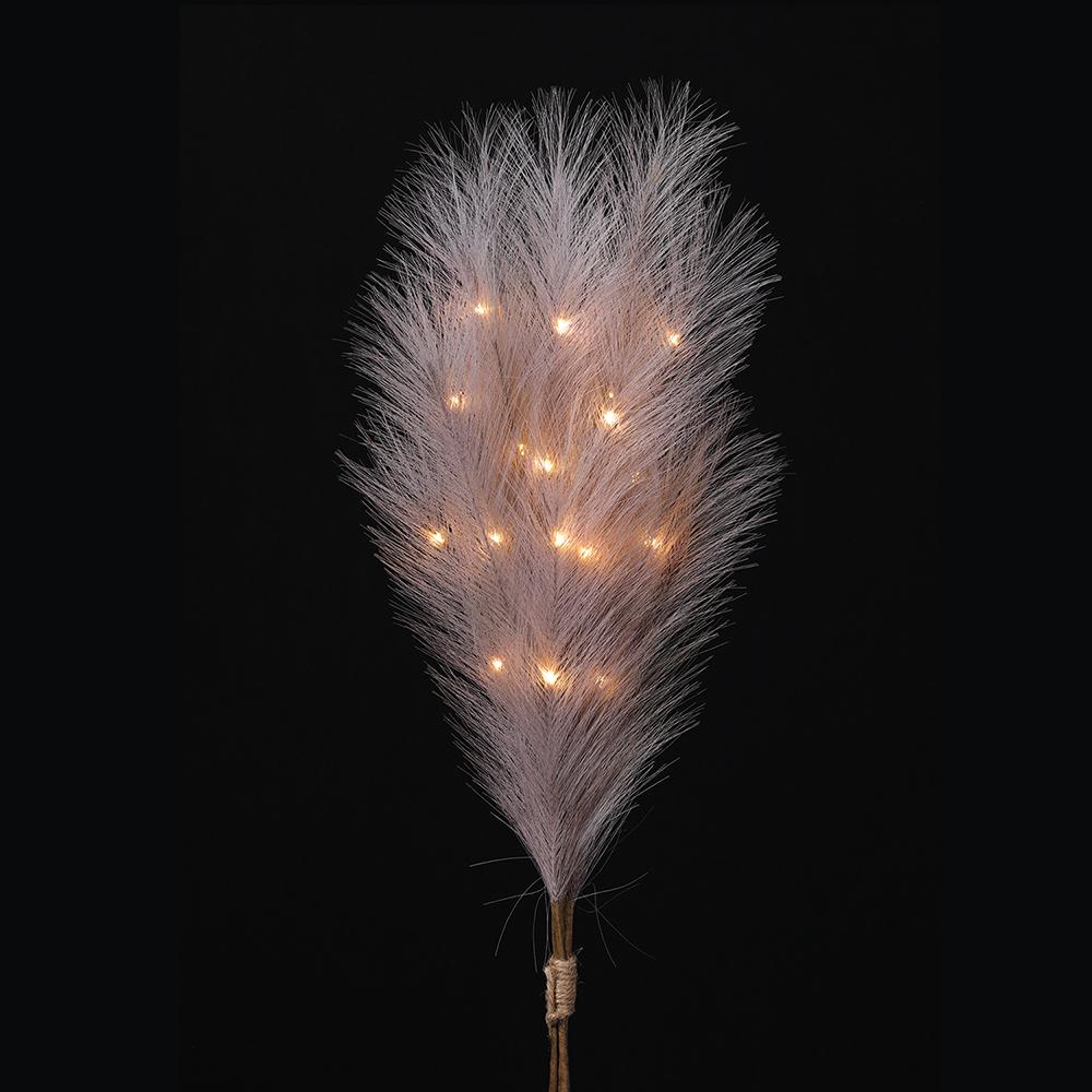 27.5" Artificial Pampas Grass Stem Bundle, Battery LED Pre-Lit -Gray/Taupe (Pack of 12) - Image 2