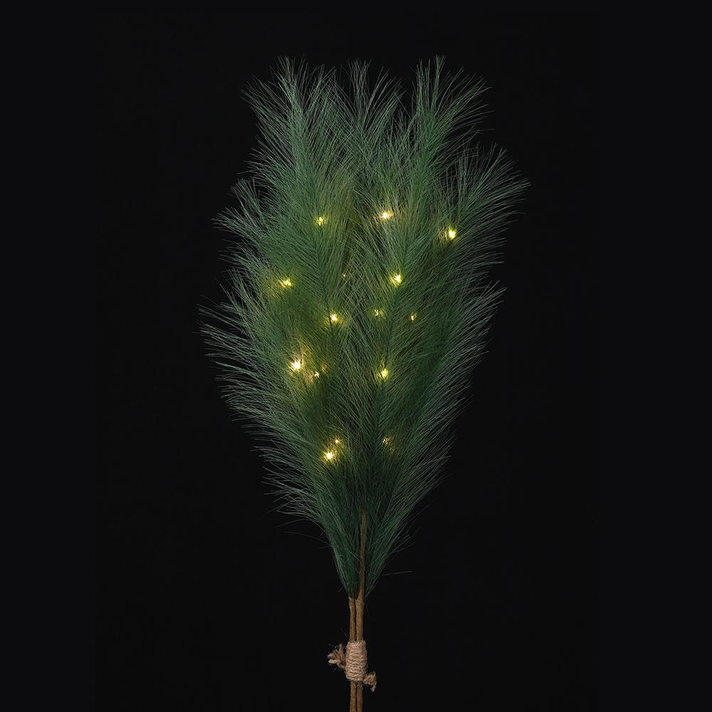 27.5" Artificial Pampas Grass Stem Bundle, Battery LED Pre-Lit -Green (Pack of 12) - Image 2