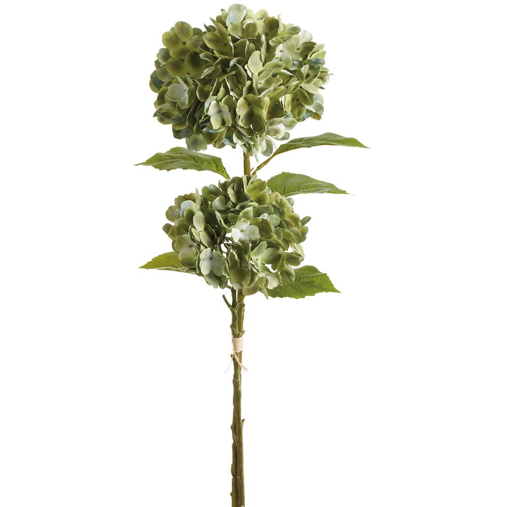 27.5" Hydrangea Silk Flower Stem Bundle -Green (Pack of 6)