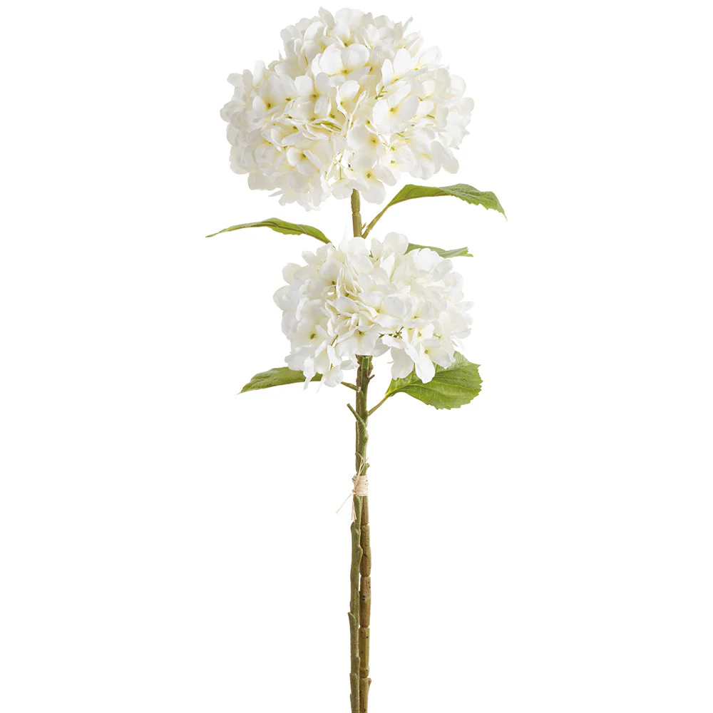27.5" Hydrangea Silk Flower Stem Bundle -White (Pack of 6)