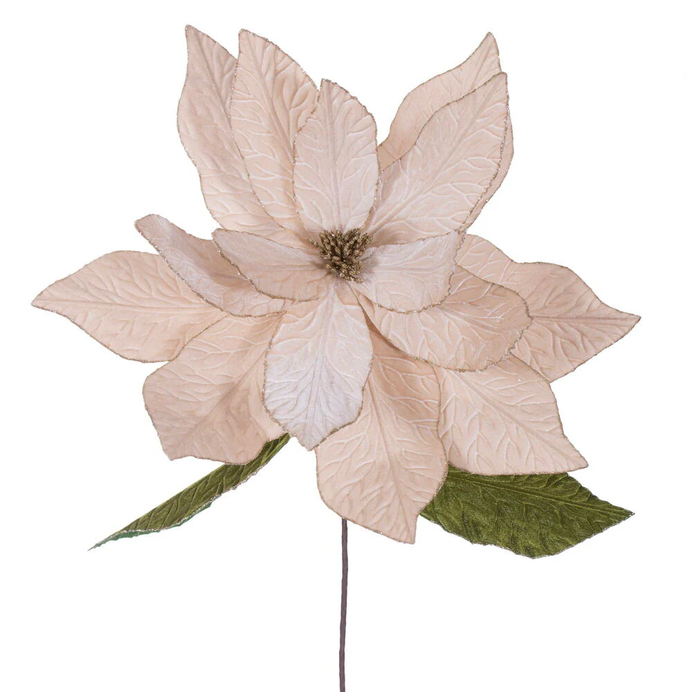 27.5"x24" Artificial Poinsettia Flower Stem -Champagne (Pack of 6)