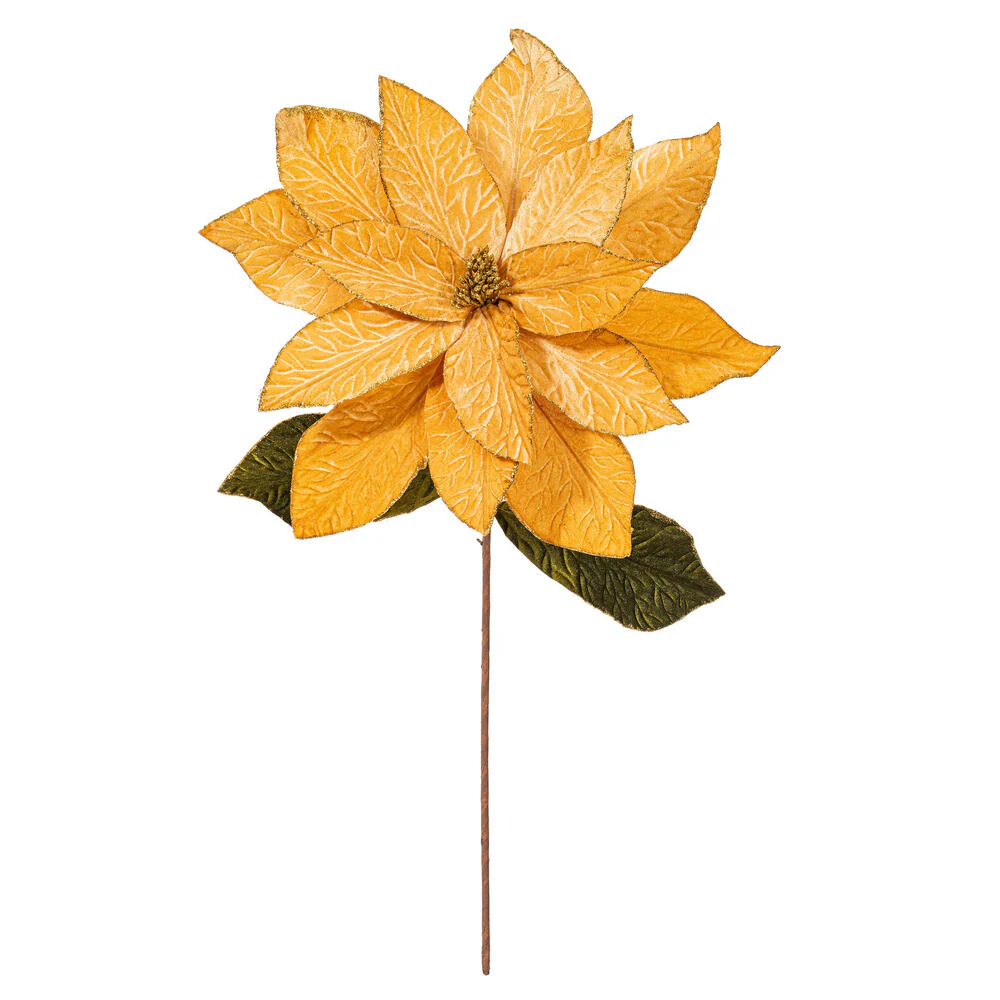 27.5"x24" Artificial Poinsettia Flower Stem -Gold (Pack of 6)