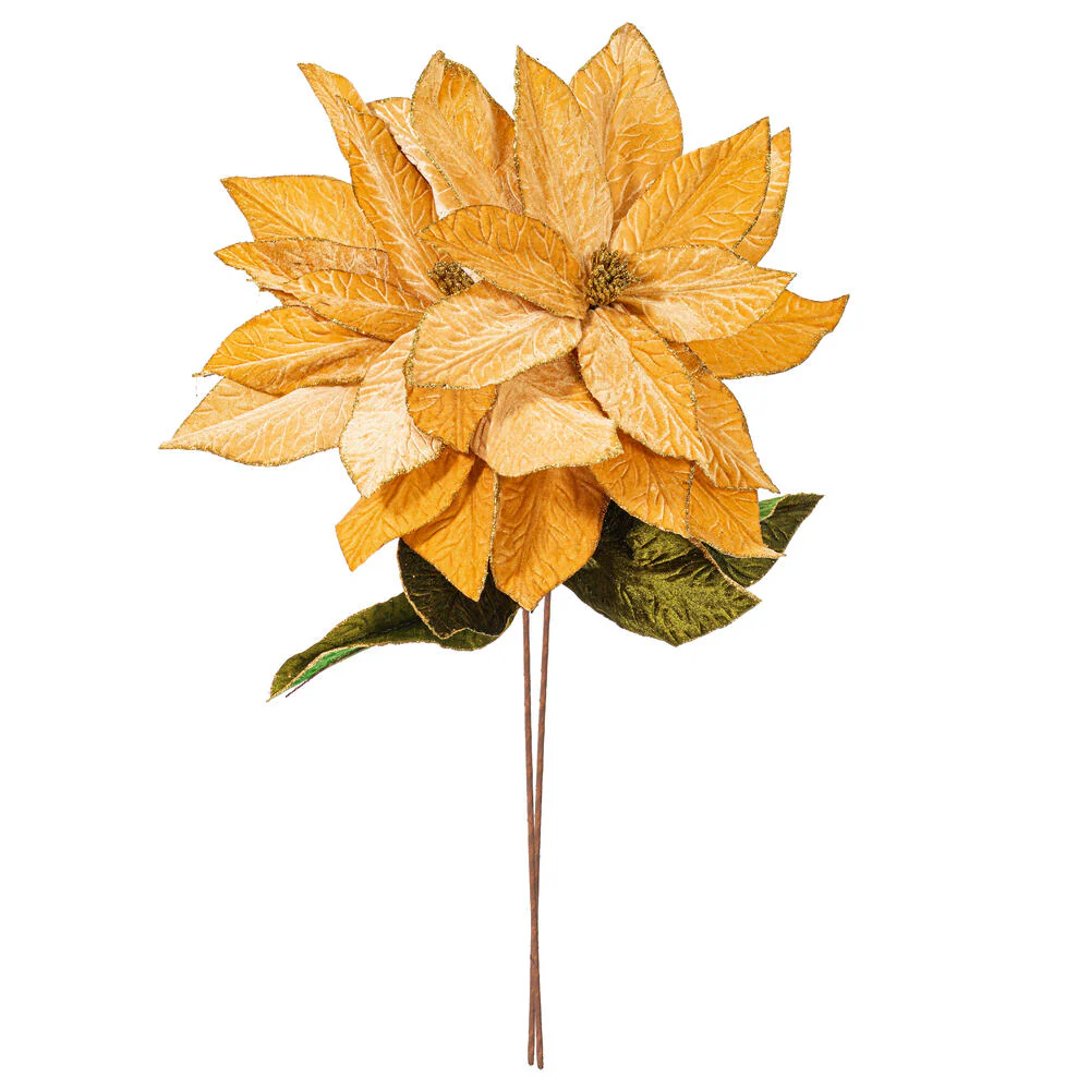 27.5"x24" Artificial Poinsettia Flower Stem -Gold (Pack of 6) - Image 4