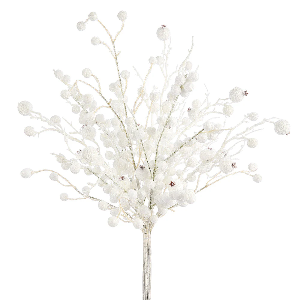27" Artificial Rosehip & Berry Stem Bouquet Bundle -White (Pack of 6)