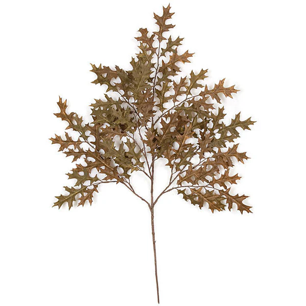 27" Artificial Small Pin Oak Branch Stem -Brown (Pack of 24)