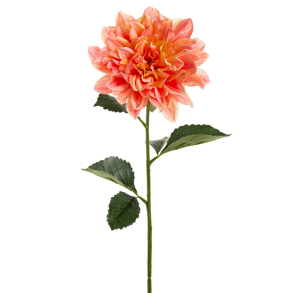 27" Dahlia Silk Flower Stem -2 Tone Coral (Pack of 12)