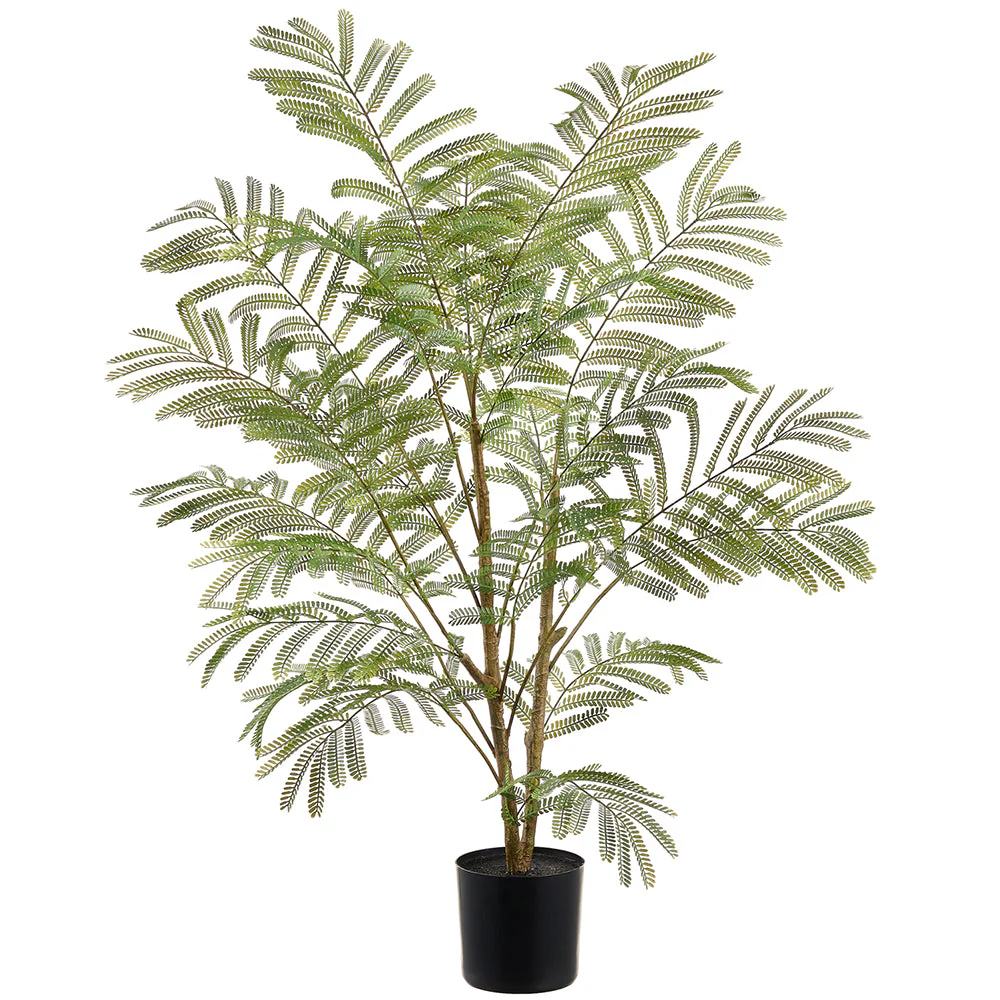 27" Delonix Regia Leaf Silk Plant w/Plastic Pot -Green (Pack of 4)