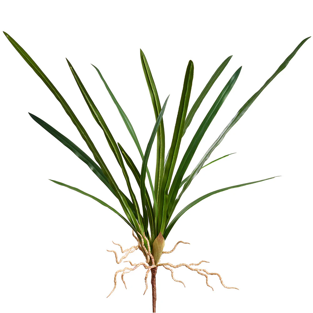 27" Hand-Wrapped Cymbidium Orchid Leaf Artificial Plant Stem -Green (Pack of 12)