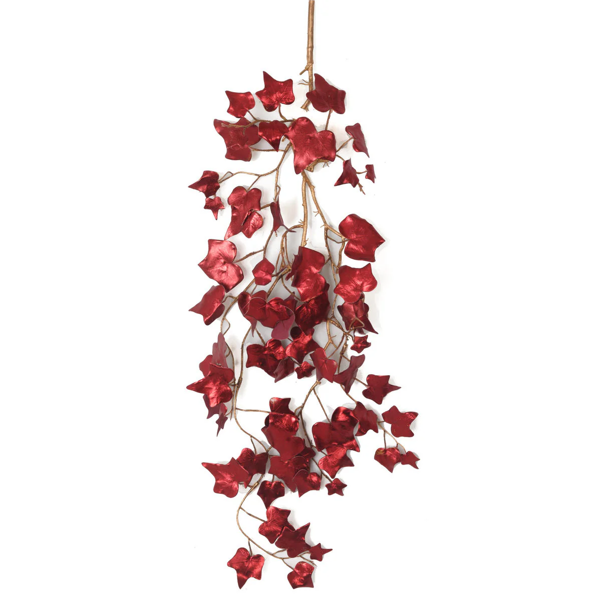 27" Hanging Metallic Silk Ivy Leaf Stem -Burgundy (Pack of 12)