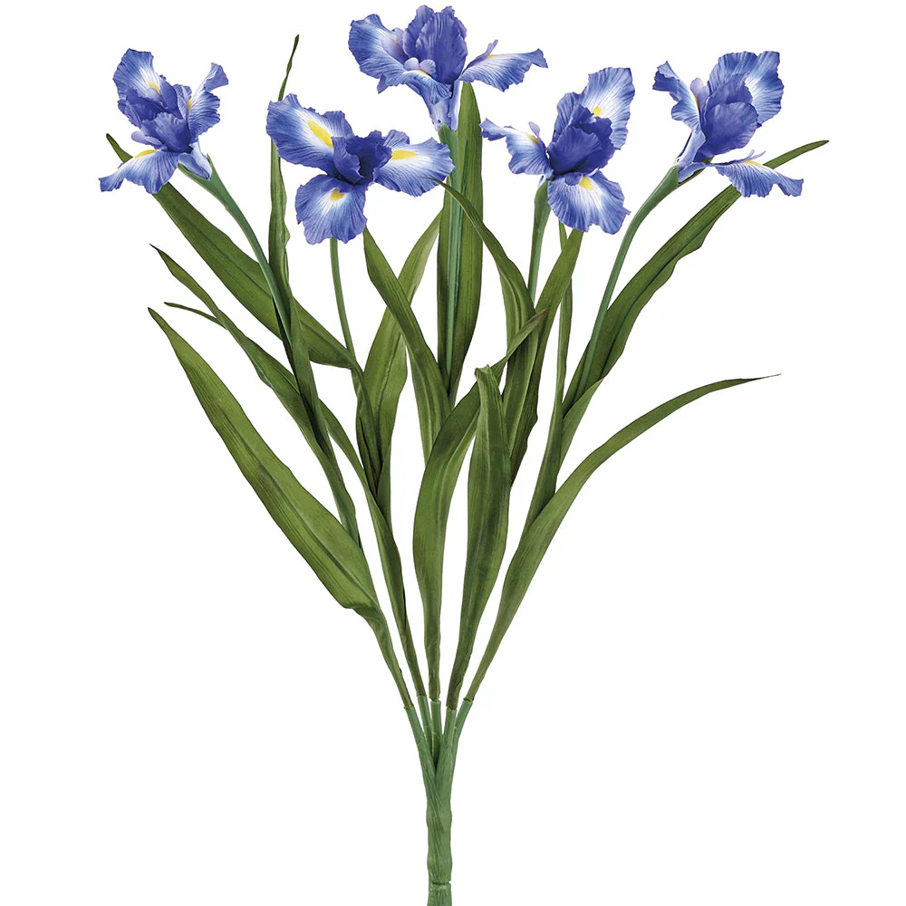 27" Iris Silk Flower Bush -Blue (Pack of 6)