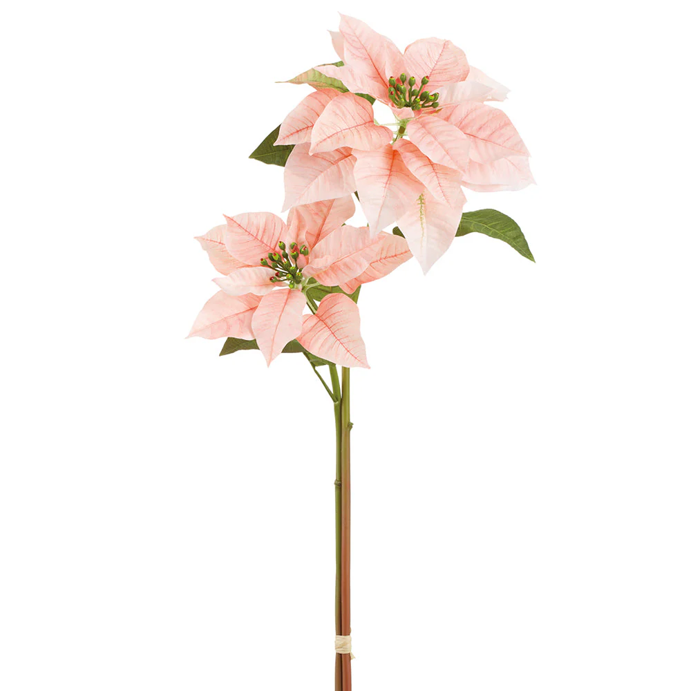 27" Poinsettia Silk Flower Stem Bundle -Pink (Pack of 12)