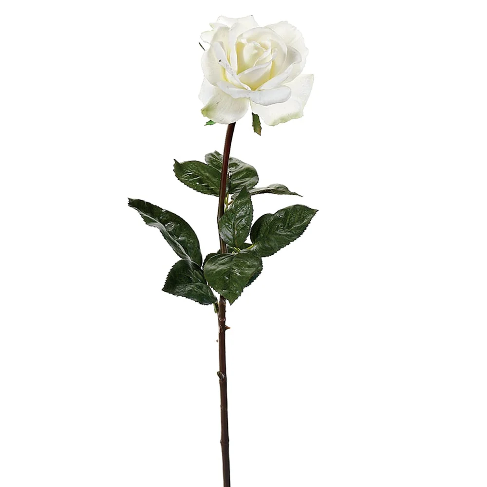 27" Real Touch Caroline Rose Silk Flower Stem -White (Pack of 12)