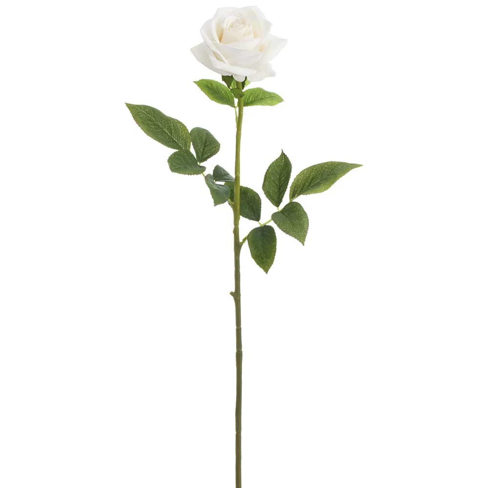 27" Real Touch Rose Silk Flower Stem -White (Pack of 6)