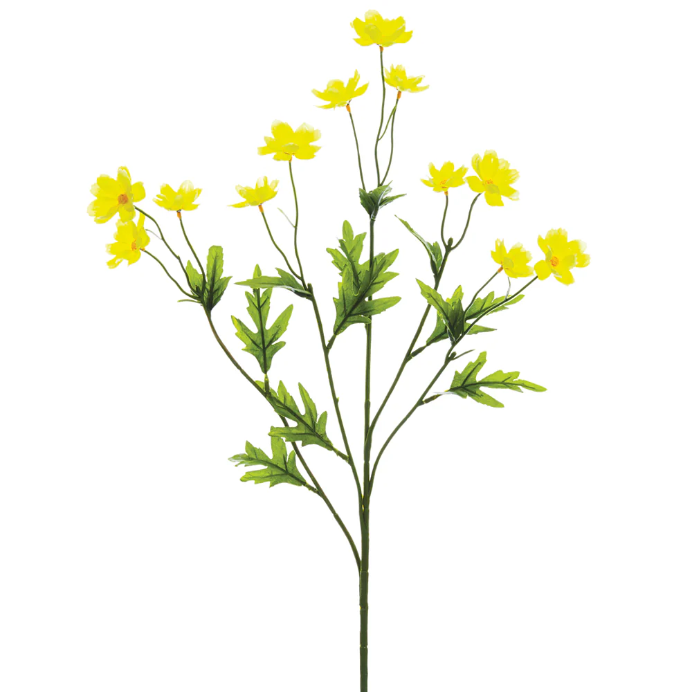 27" Silk Mini Cosmos Flower Spray -Yellow (Pack of 12)