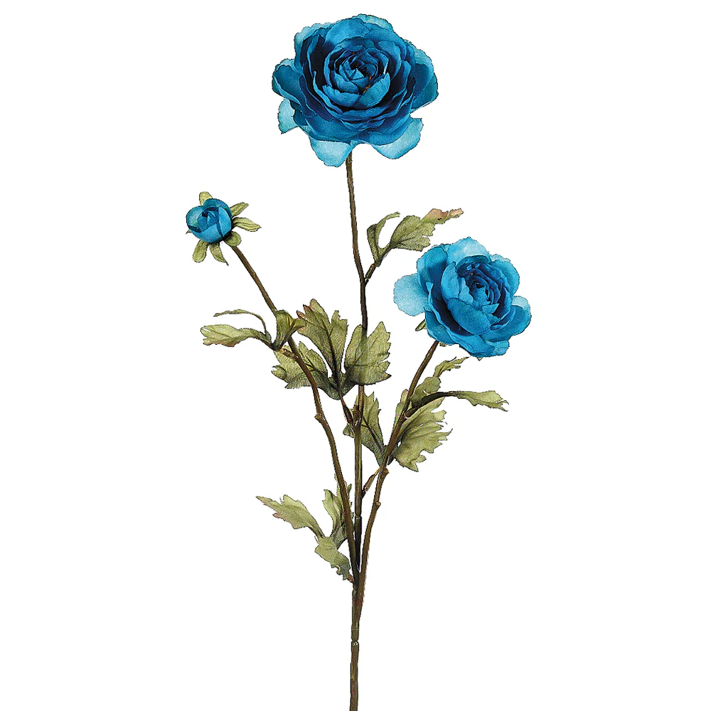 27" Silk Ranunculus Flower Spray -Turquoise (Pack of 12)