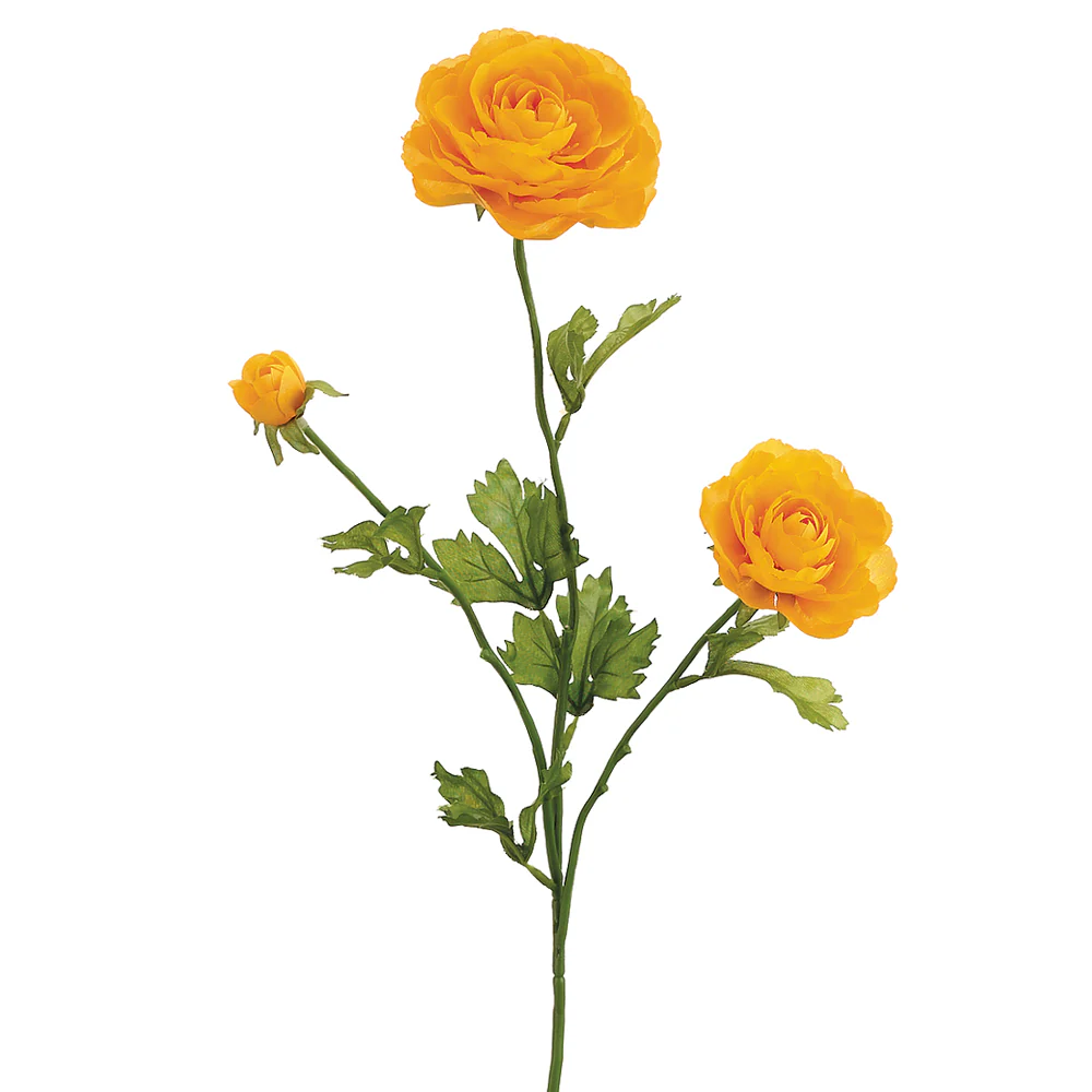 27" Silk Ranunculus Flower Spray -Yellow (Pack of 12)