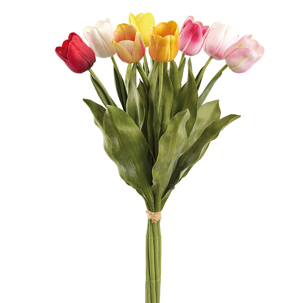 27" Tulip Silk Flower Stem Bundle -Mixed Colors (Pack of 6)