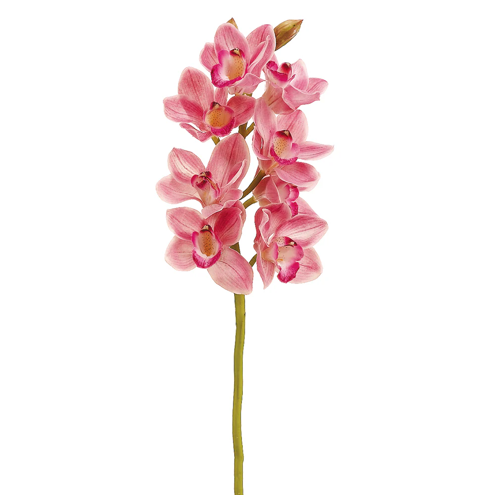 28.5" Hand-Wrapped Silk Cymbidium Orchid Flower Spray -Rubrum (Pack of 6)