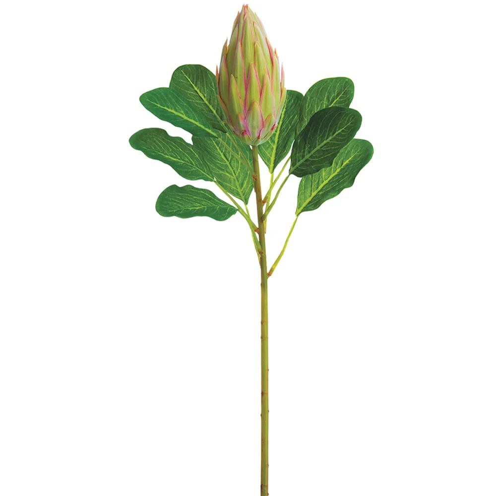 28.5" Protea Bud Silk Flower Stem -Green/Pink (Pack of 12)