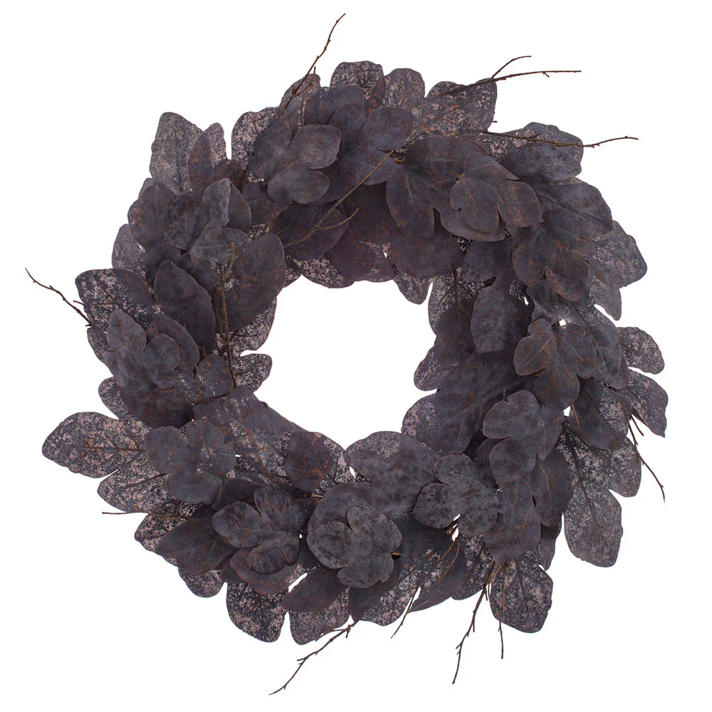 28" Artificial Fig Leaf Wreath -Black (Pack of 2)