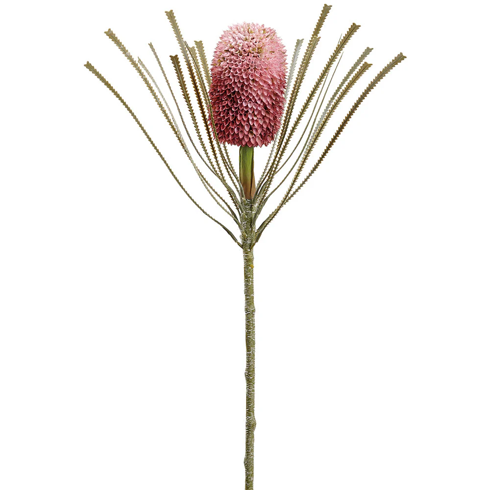 28" Banksia Protea Artificial Flower Stem -Pink/Mauve (Pack of 12)